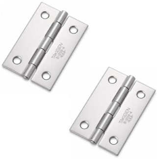 2 piezas de bisagra de rosca de alta calidad, fabricadas en acero inoxidable SUS304, capacidad de carga: 6,7 kg (15 lbs), 51 mm (2-1/64"), B-1059-4. Bisagra plana robusta para puertas de máquina, escotillas de mantenimiento y mucho más, por TAKIGEN (Japón)