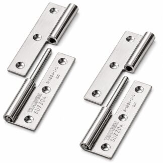 Bisagra de póster de alta calidad de 2 piezas, fabricada en acero inoxidable SUS304, capacidad de carga: 15 kg (34 lbs), 75 mm (2-61/64"), versión: izquierda, B-1004-1-L. Bisagra robusta de elevación para puertas, escotillas de mantenimiento y mucho más, por TAKIGEN (Japón)