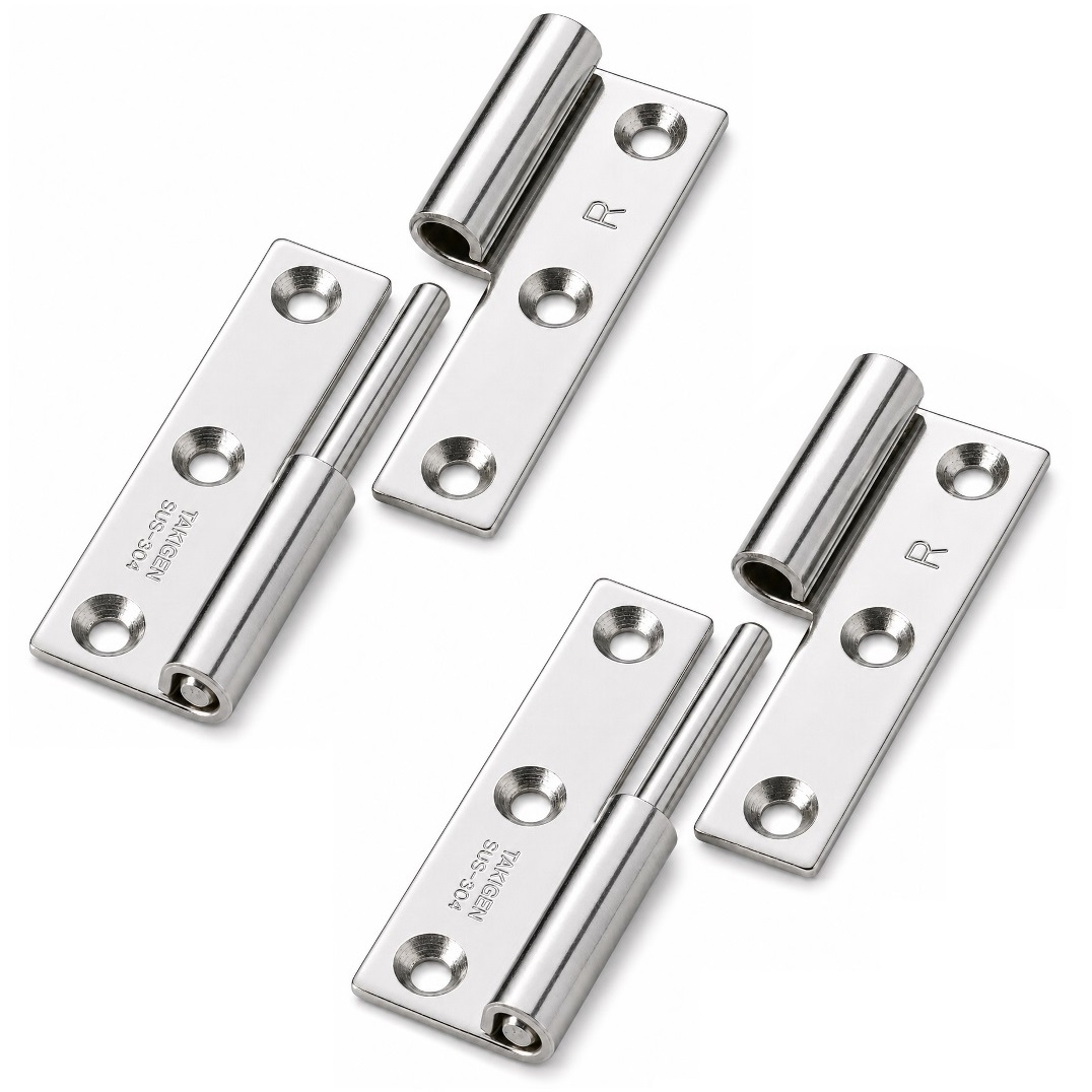 Bisagra de póster de alta calidad de 2 piezas, fabricada en acero inoxidable SUS304, capacidad de carga: 7 kg (16 lbs), 50 mm (1-31/32"), versión: derecha, B-1004-3-R. Bisagra robusta de elevación para puertas, escotillas de mantenimiento y mucho más, por TAKIGEN (Japón)