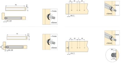 2 piezas de elegante cierre a presión, con carcasa de montaje, superficie: gris antracita, versión: no magnético, 1900223. Abridor de puerta estable push-to-open para puertas de muebles, puertas de armarios, trampillas y mucho más, de EMUCA - Imagen 4
