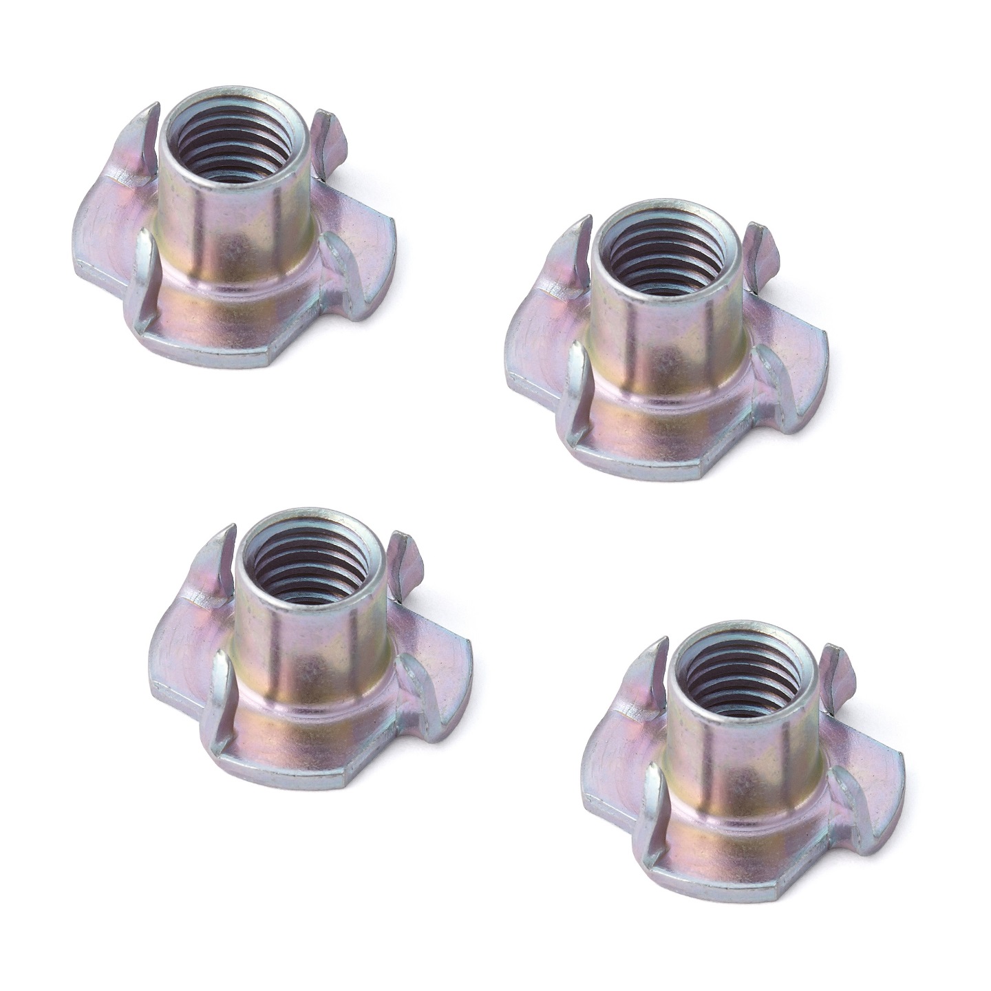 Tuerca de accionamiento de 4 piezas con rosca M10, fabricada en acero robusto, superficie: galvanizada, amarilla, 25,5 mm (1,1"), SC-124-10. Ranura drive-in, para tornillo, base de sofá, rueda para muebles, construcción de casas prefabricadas y mucho más, de Sugatsune / LAMP® (Japón)