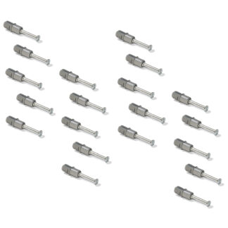20 pernos de expansión, de acero y plástico, superficie: galvanizado, 21,6 mm (27/32"), 5912805. Anclaje de conexión expandible para conectores excéntricos, estantes, piezas de armarios y mucho más, de EMUCA