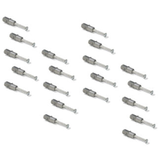 20 pernos de expansión, de acero y plástico, superficie: galvanizado, 31,6 mm (1-1/4"), 5912905. Anclaje de conexión extensible para conectores excéntricos, estantes, piezas de armarios y mucho más, de EMUCA