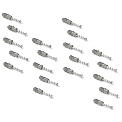 20 pernos de expansión, de acero y plástico, superficie: galvanizado, 31,6 mm (1-1/4"), 5912905. Anclaje de conexión extensible para conectores excéntricos, estantes, piezas de armarios y mucho más, de EMUCA