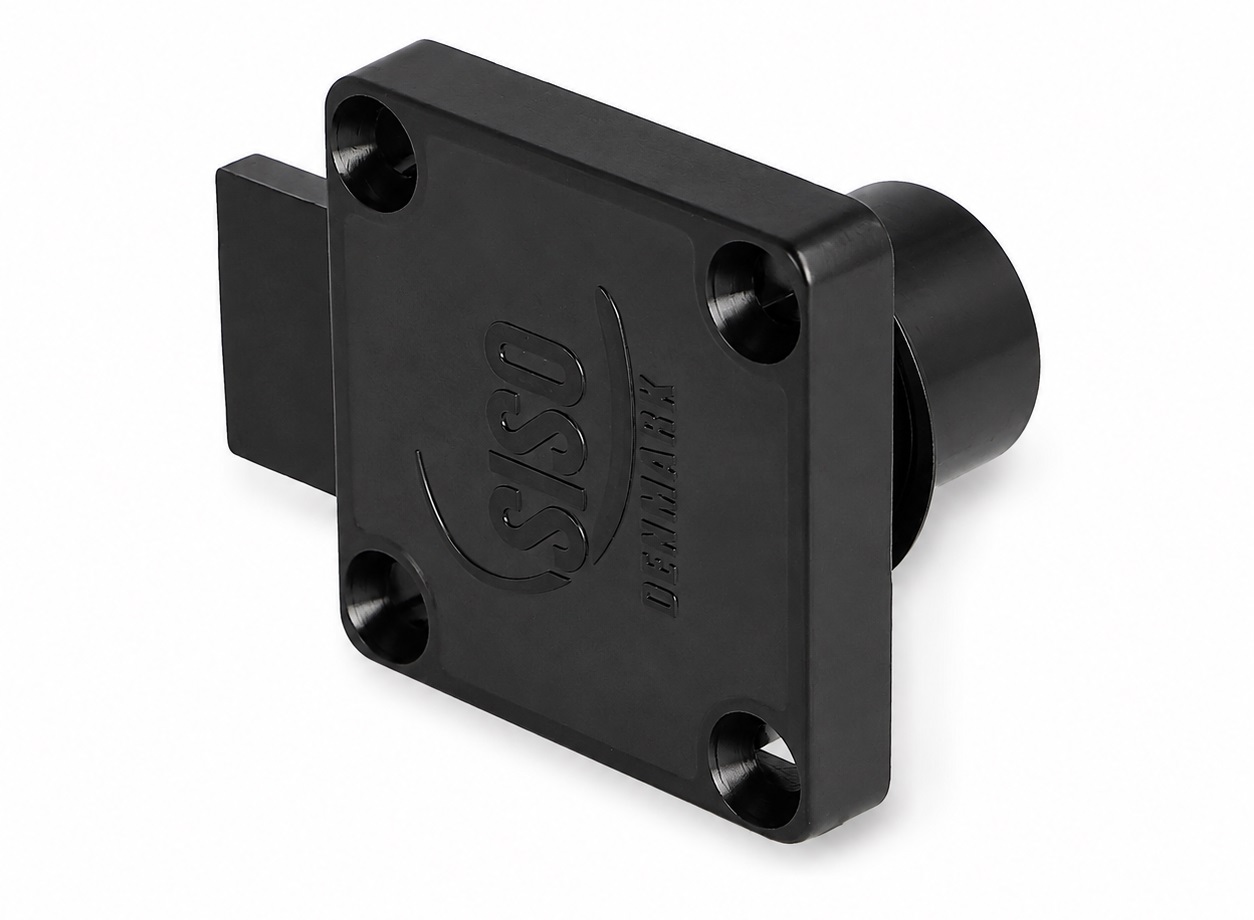 Cerradura de caja de alta calidad, superficie: negra, ⌀19 mm (3/4"), versión: cierre a la izquierda, 14.01.062-5. Cerradura robusta de rosca para puertas de armarios, puertas de muebles, armarios de oficina, archivadores y mucho más, por SISO Dinamarca - Imagen 2