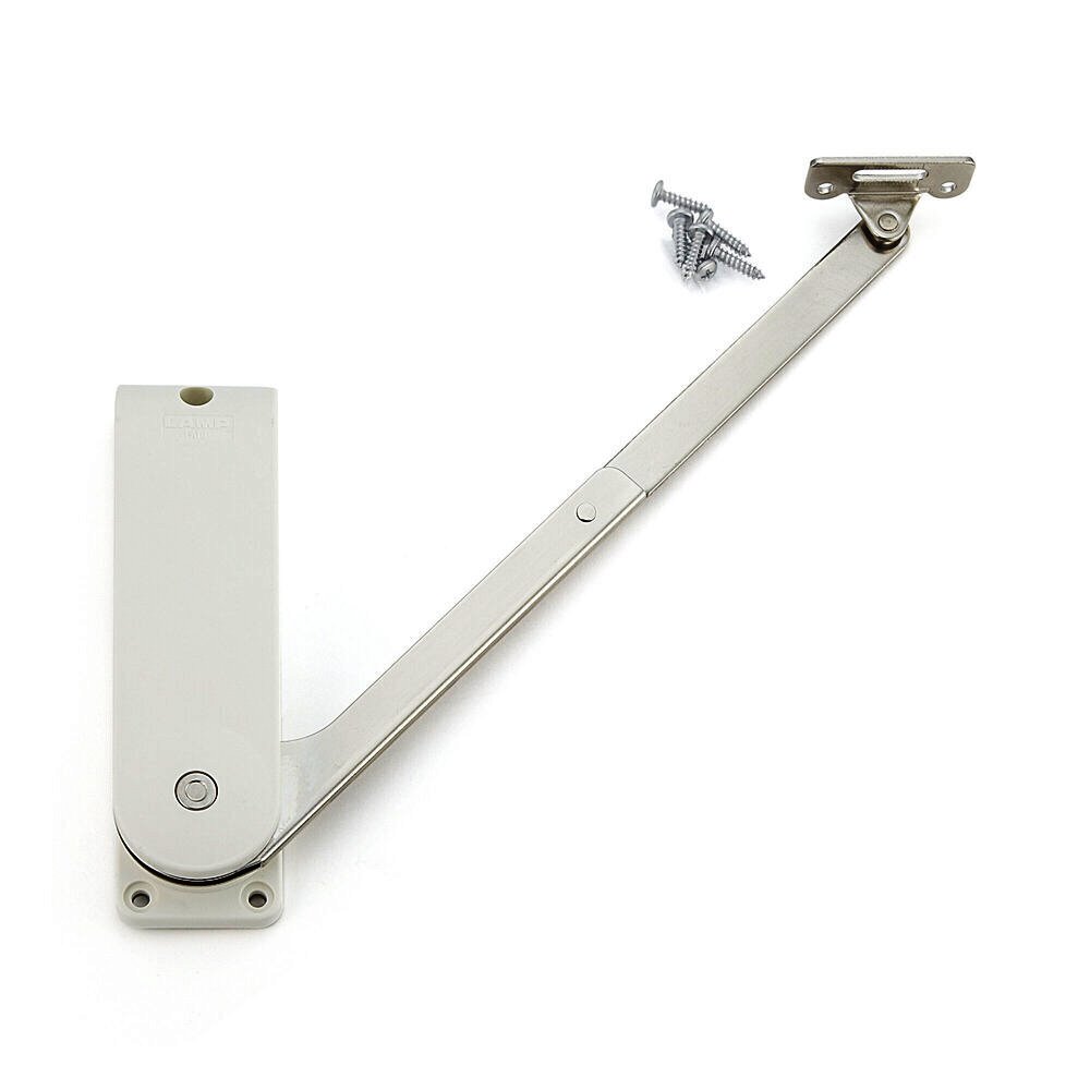 Soporte para solapas de alta calidad, superficie: blanca, versión: derecha, HDS-30HR-WT. Soporte robusto para solapas plegables, muebles de cocina y mucho más, por Sugatsune / LAMP® (Japón)