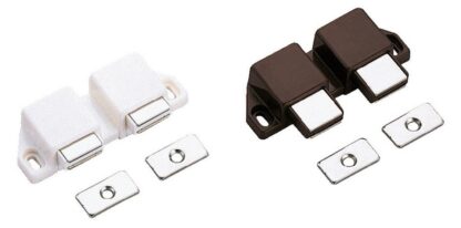 Cierre magnético compacto, incl. contraplaca, superficie: blanco, 25 mm (63/64"), versión: con 2 émbolos, ML-30WW. Abridor de puerta doble que ahorra espacio para puertas de muebles, puertas de armarios y mucho más, de Sugatsune / LAMP® (Japón) - Imagen 3