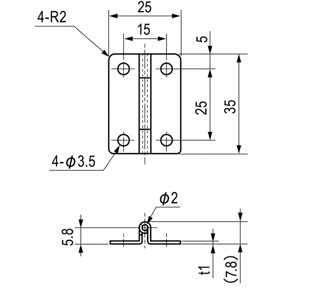 Bisagra offset compacta de 2 piezas, fabricada en acero inoxidable SUS304, capacidad de carga: 4,5 kg (10 lbs), 35 mm (1-3/8"), TH-25SUS. Bisagra desplazada robusta para puertas gruesas, puertas de recinto, escotillas de mantenimiento y más, por TOCHIGIYA (Japón) - Imagen 2