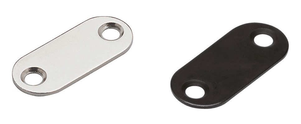 Contraplaca magnética ovalada de 8 piezas de largo con 2 orificios avellanados, superficie: negra, 35 mm (1-3/8"), MC-YN001U-BL. Contraparte magnética para pestillos magnéticos, cerradura magnética, puerta de armario y mucho más, de Sugatsune / LAMP® (Japón) - Imagen 3