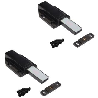 2 piezas de cierres magnéticos, incl. contraplaca ML-120BL, 70 mm (2-3/4") de Sugatsune, negro, versión: con émbolo largo. Imagen del producto