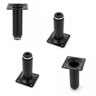 4 piezas pata de mueble de alta calidad, fabricadas en acero, superficie: negra, 100 mm (3-15/16"), 06.09.412-0. Base robusta para sofás, sillones, armarios, cómodas, aparadores, mesas, mesas auxiliares y mucho más, por SISO Dinamarca
