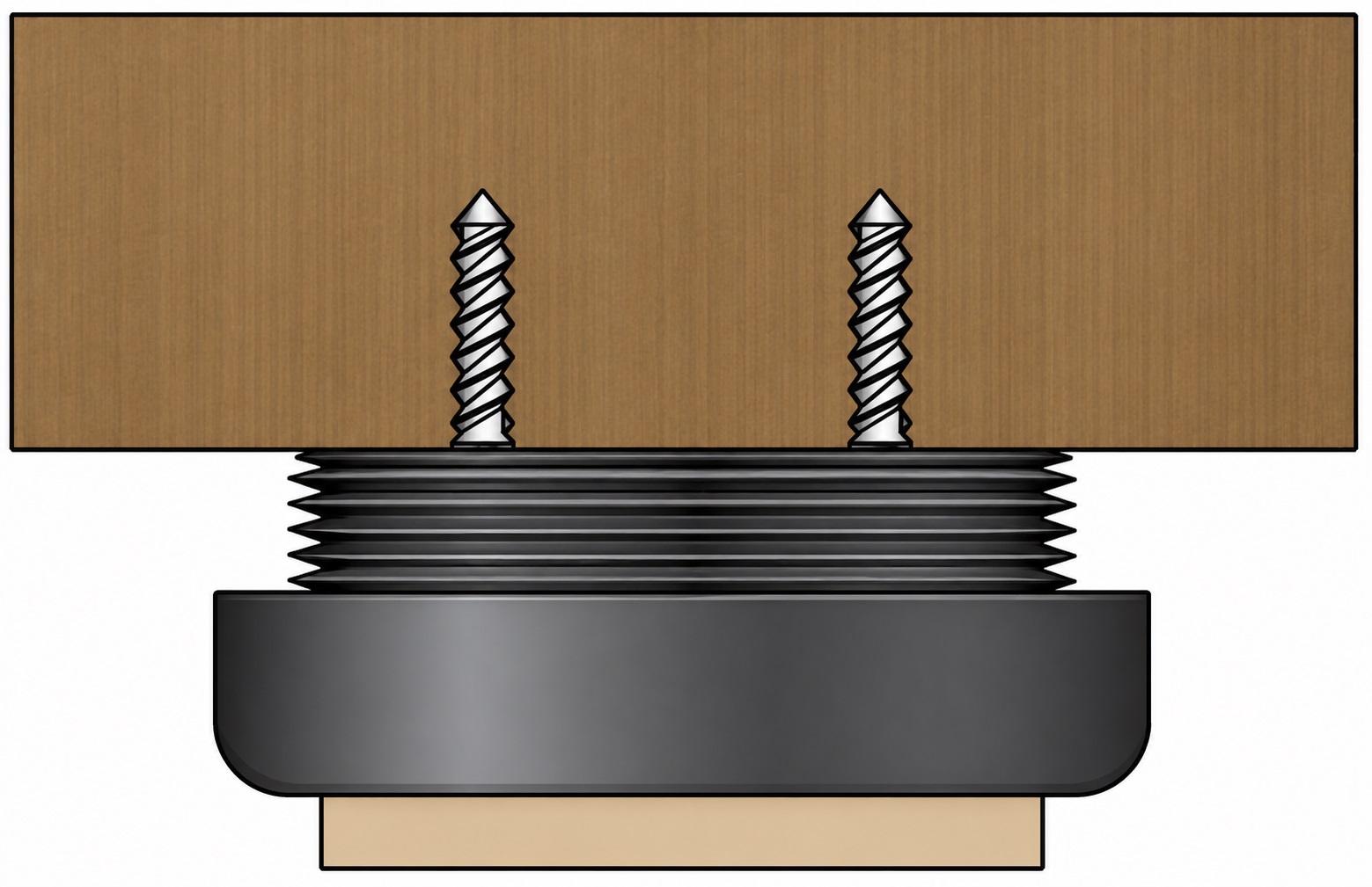 4 piezas de ajuste robusto para muebles, capacidad de carga: 600 kg (1323 lbs), superficie: negra, ⌀25 mm (63/64"), versión: con almohadilla de fieltro, B573-25-BK. Base ajustable para muebles, mesas, armarios, patas de mesa y mucho más, por Kojima (Japón) - Imagen 3