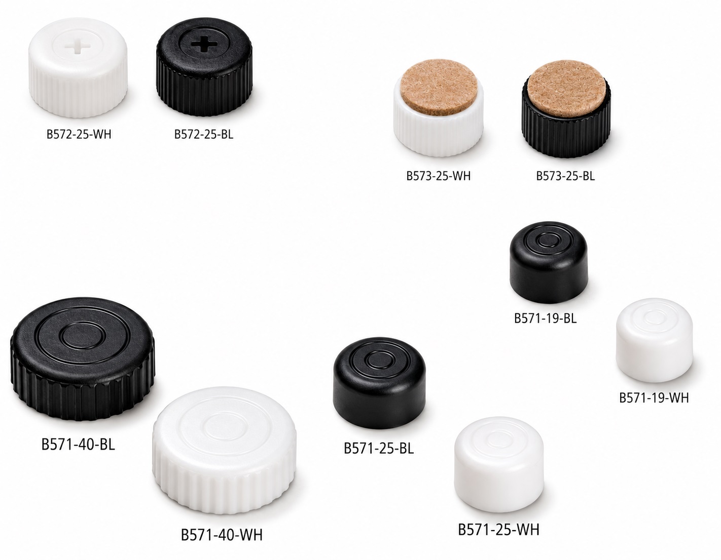 4 piezas de ajustador robusto para muebles, capacidad de carga: 600 kg (1323 lbs), superficie: negra, ⌀25 mm (63/64"), versión: con vaso Phillips para destornillador, B572-25-BK. Pie ajustable para muebles y mucho más, por Kojima (Japón) - Imagen 2