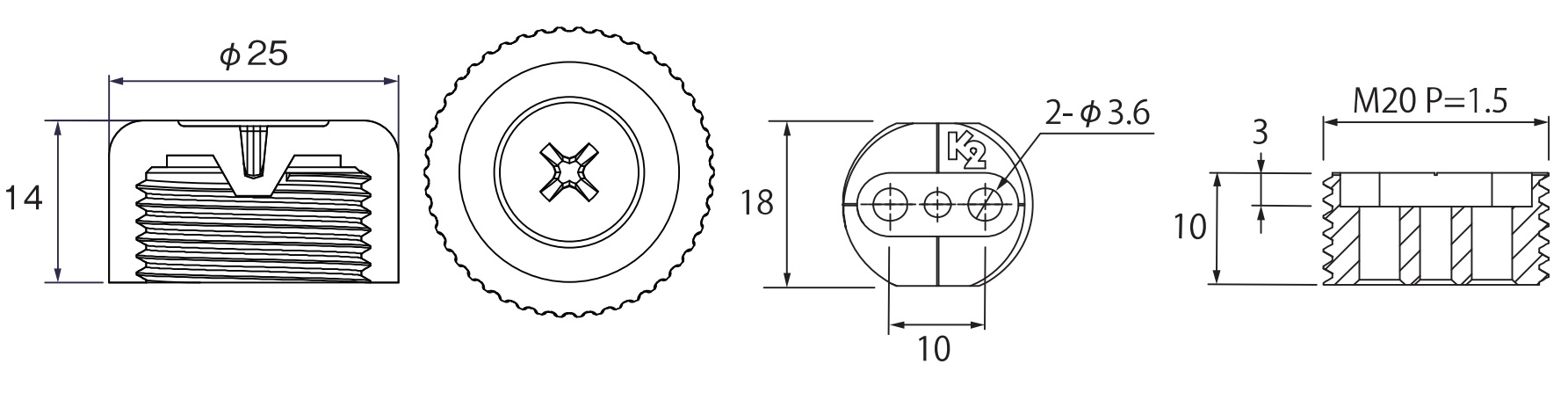 4 piezas de ajustador robusto para muebles, capacidad de carga: 600 kg (1323 lbs), superficie: negra, ⌀25 mm (63/64"), versión: con vaso Phillips para destornillador, B572-25-BK. Pie ajustable para muebles y mucho más, por Kojima (Japón) - Imagen 3