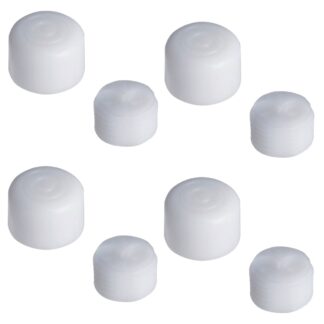 4 piezas de ajustador robusto para muebles, capacidad de carga: 400 kg (882 lbs), superficie: blanca, ⌀19 mm (3/4"), versión: estándar, B571-19-WH. Pie ajustable para patas de mesa, patas para muebles, patas para armarios y mucho más, por Kojima (Japón)