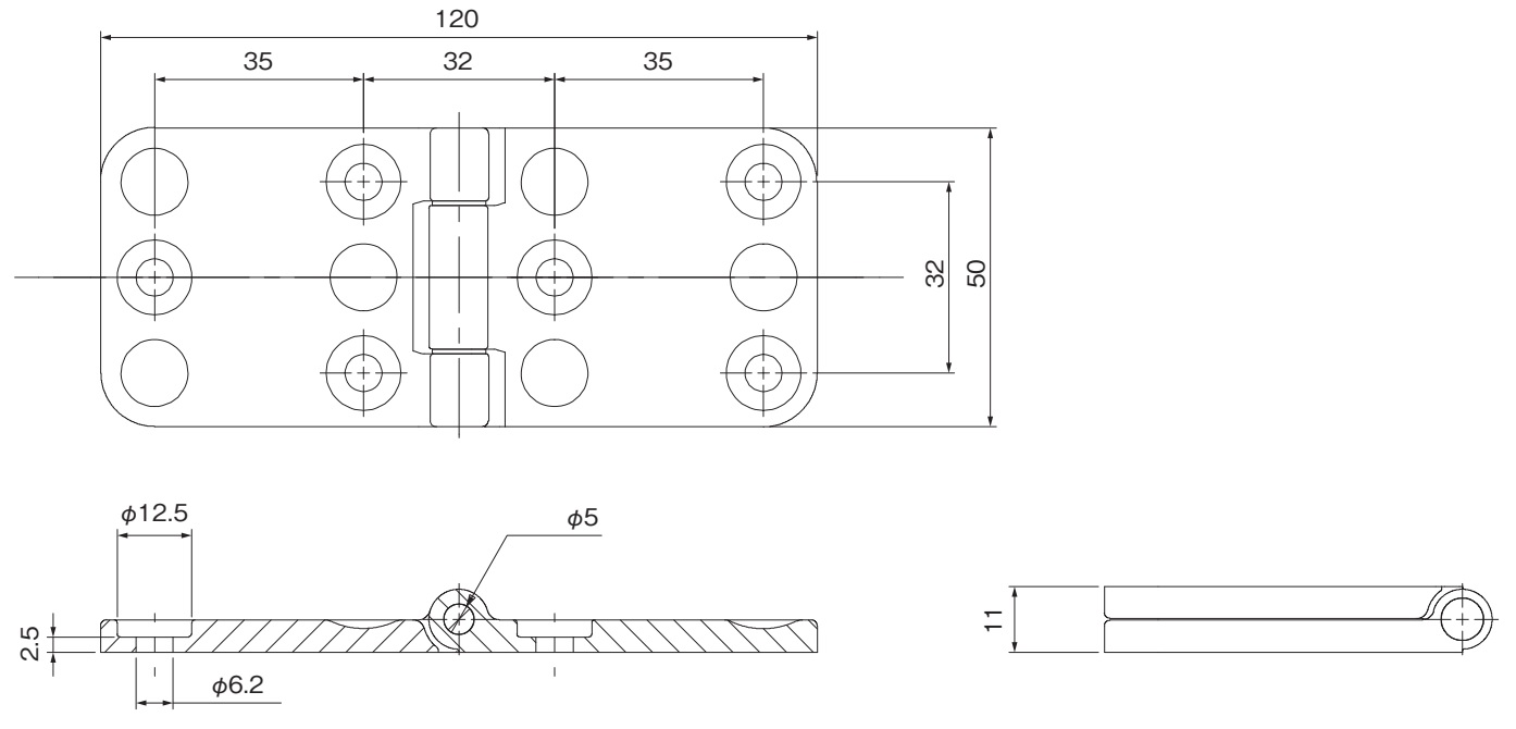 Correa robusta para muebles de alta resistencia, con tornillos, fabricada en acero inoxidable SCS13, superficie: negra, mate satinado, 120 mm (4-23/32"), F136-50-BK. Bisagra de alta resistencia para puerta pesada, solapa pesada y mucho más, por Kojima (Japón) - Imagen 2