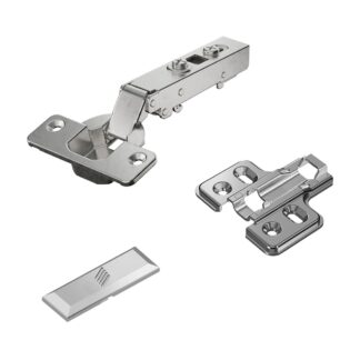 Bisagra de acero inoxidable, soporte: totalmente soportada (actual), fabricada en acero inoxidable, diseño: placa de montaje con 0 mm de distancia, 9289590. Bisagra de acero inoxidable resistente a la corrosión para muebles de exterior y mucho más, de Hettich