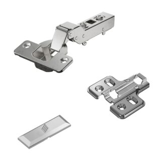 Bisagra de acero inoxidable, cierre suave, soporte: semipresente, fabricado en acero inoxidable, diseño: placa de montaje con 2 mm de distancia, 9289592. bisagra de acero inoxidable resistente a la corrosión para muebles de exterior y mucho más, por Hettich
