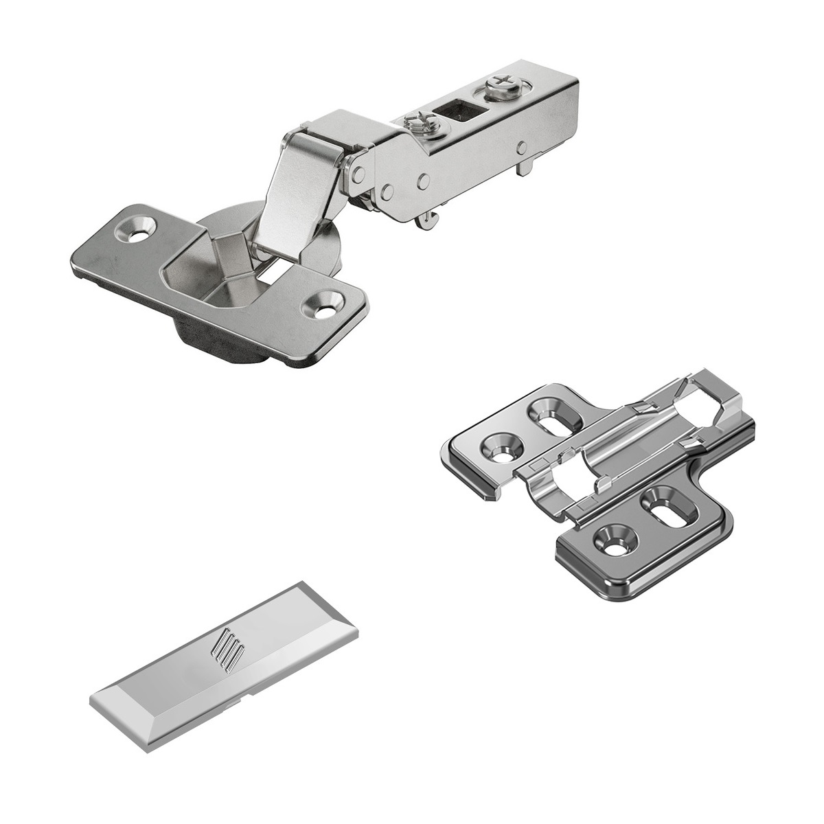 Bisagra de acero inoxidable, cierre suave, soporte: semipresente, fabricado en acero inoxidable, diseño: placa de montaje con 2 mm de distancia, 9289592. bisagra de acero inoxidable resistente a la corrosión para muebles de exterior y mucho más, por Hettich