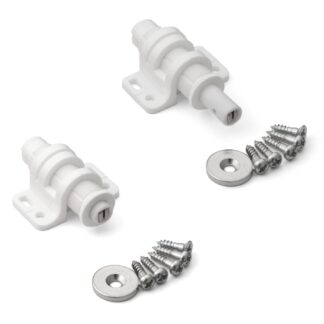 2 piezas Recogedor magnético redondo con opción de ajuste, incl. contraplaca MC-25WT de Sugatsune, blanco.  Imagen del producto
