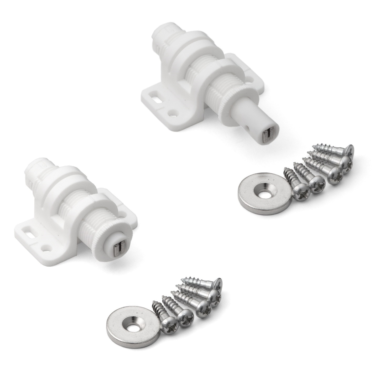 2 piezas Recogedor magnético redondo con opción de ajuste, incl. contraplaca MC-25WT de Sugatsune, blanco. Imagen del producto