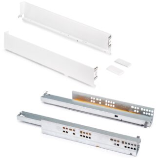 Juego de cajones, con marcos extra finos, altura: 88 mm (3-15/32"), superficie: blanco, 490 mm (19-19/64"), versión: extensión completa con cierre suave, juego de cajones 3275412. para muebles de cocina y mucho más, por EMUCA