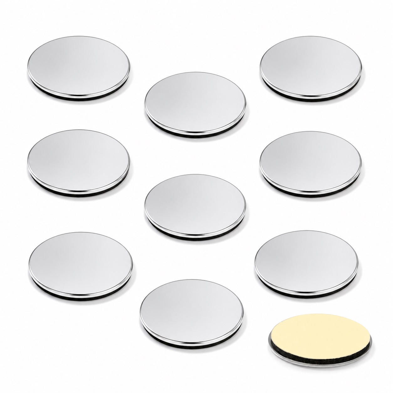 Placa contraadherente de 10 piezas, superficie: niquelada, ⌀19 mm (3/4"), versión: redonda, 22.01.118. Contraparte de alta calidad para pestillos magnéticos y mucho más, por SISO Dinamarca