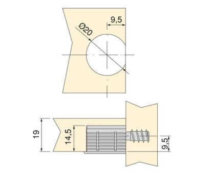 20 piezas de conexión excéntrica estable ⌀20 mm con brida y carcasa exterior de garra para un espesor de placa de 19 mm (3/4"), fabricada en Zamak, 8070907. Conector excéntrico robusto para la conexión de muebles y mucho más, de EMUCA - Imagen 5