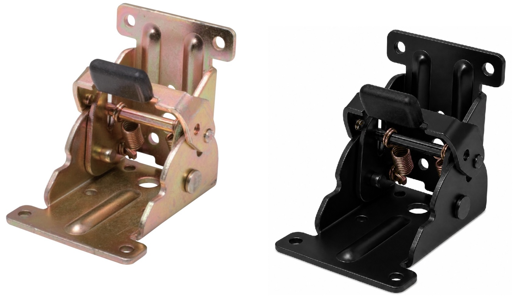 4 piezas. Robusto conector plegable de patas, de acero, superficie: negra, B205-KTL-BK. Accesorio plegable para patas de mesa bajas, mesas de centro, patas de mesa de madera y más, Kojima (Japón) - Imagen 4