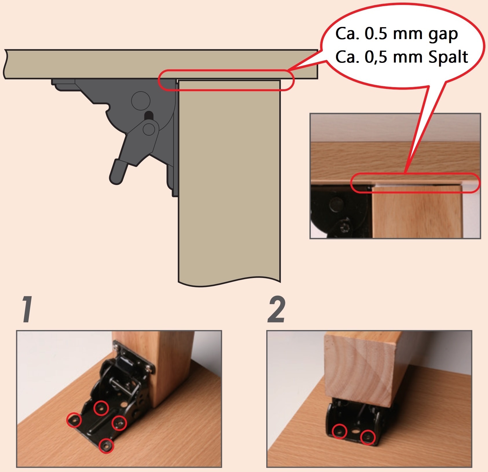4 piezas. Robusto conector plegable de patas, de acero, superficie: negra, B205-KTL-BK. Accesorio plegable para patas de mesa bajas, mesas de centro, patas de mesa de madera y más, Kojima (Japón) - Imagen 3