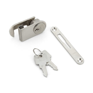 Cerrojo de palanca de cilindro para puertas de cristal, incluyendo placa de golpe, con llave similar 2100GLK-D, por Sugatsune / LAMP (Japón)