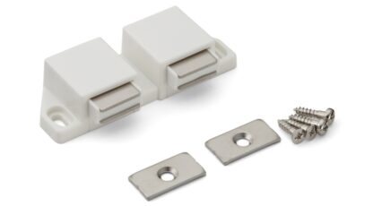 Cierre magnético compacto, incl. contraplaca, superficie: blanco, 25 mm (63/64"), versión: con 2 émbolos, ML-30WW. Abridor de puerta doble que ahorra espacio para puertas de muebles, puertas de armarios y mucho más, de Sugatsune / LAMP® (Japón) - Imagen 4