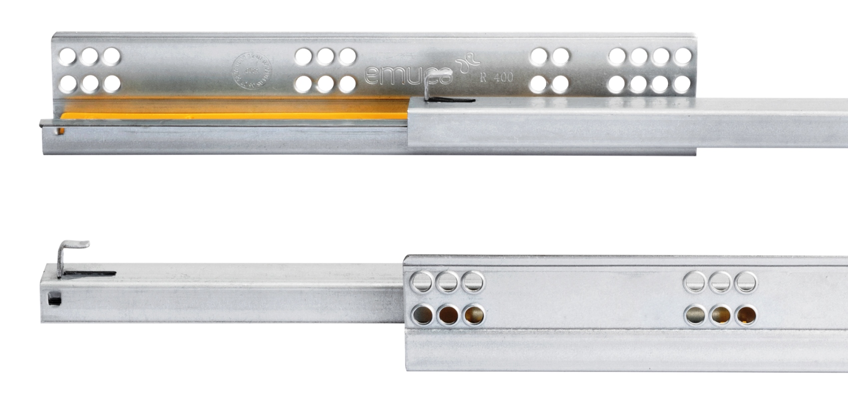 Guías bajo el suelo, capacidad de carga: 25 kg (56 lbs), 300 mm (11-13/16"), Diseño: extraíble parcial con cierre suave, 3019105. Extraíbles bajo el suelo de alta calidad para cajones de madera, cajones de madera, estantes de madera y mucho más, de EMUCA - Imagen 5