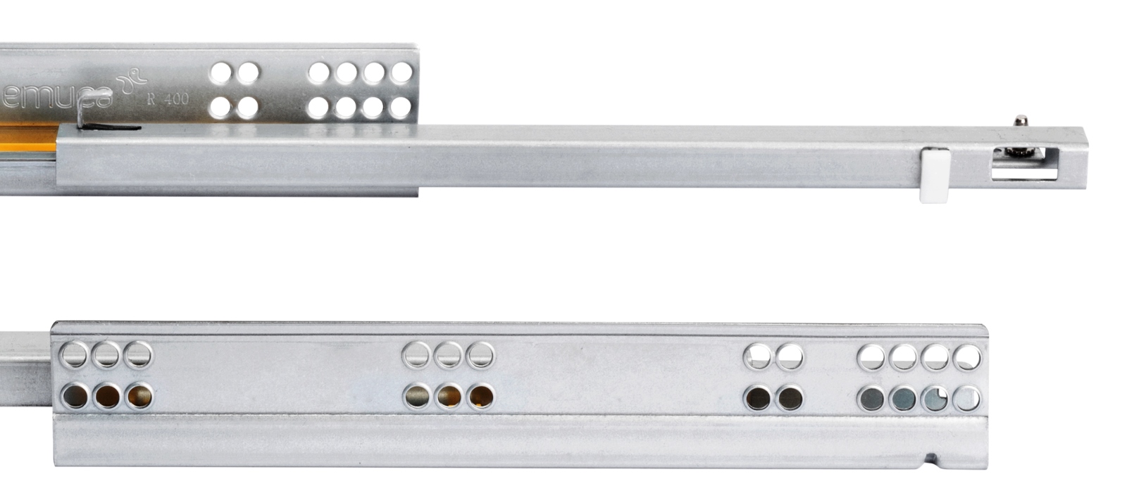 Guías bajo el suelo, capacidad de carga: 25 kg (56 lbs), 300 mm (11-13/16"), Diseño: extraíble parcial con cierre suave, 3019105. Extraíbles bajo el suelo de alta calidad para cajones de madera, cajones de madera, estantes de madera y mucho más, de EMUCA - Imagen 4